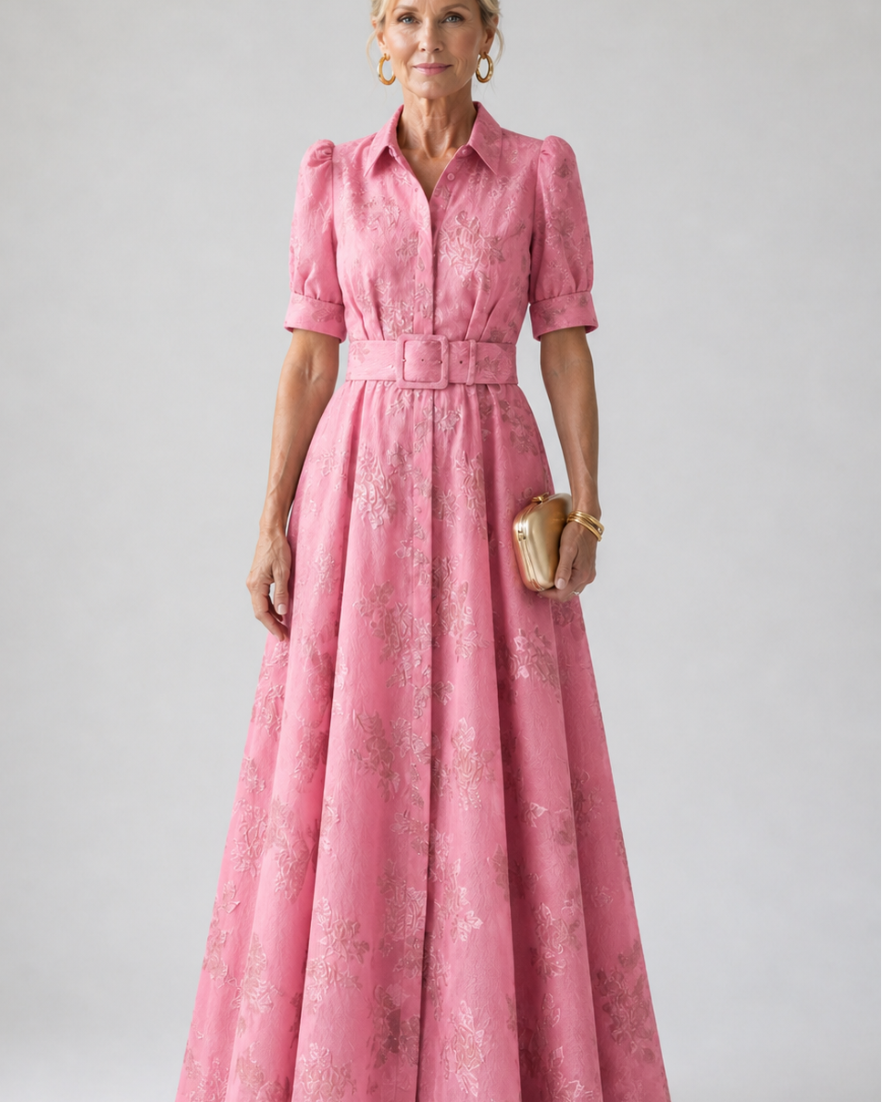 Geblümtes Maxikleid mit Gürtel - - - DUUWE