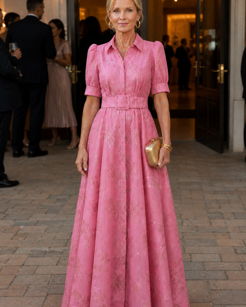 Geblümtes Maxikleid mit Gürtel - - - DUUWE