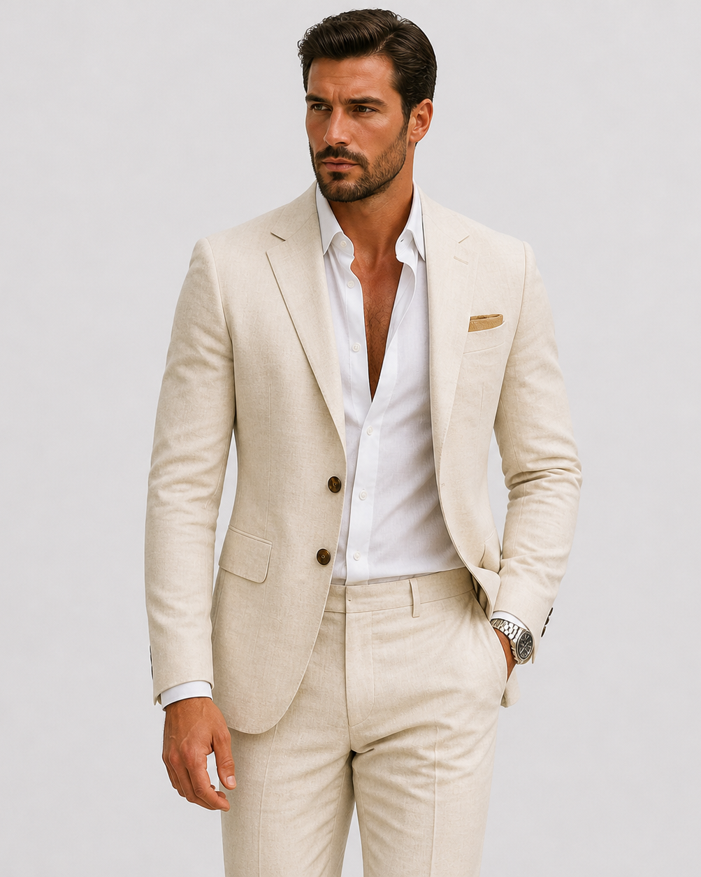 Herren Leinenanzug Slim-Fit - Sommerliche Eleganz - - Suits - Lunelle