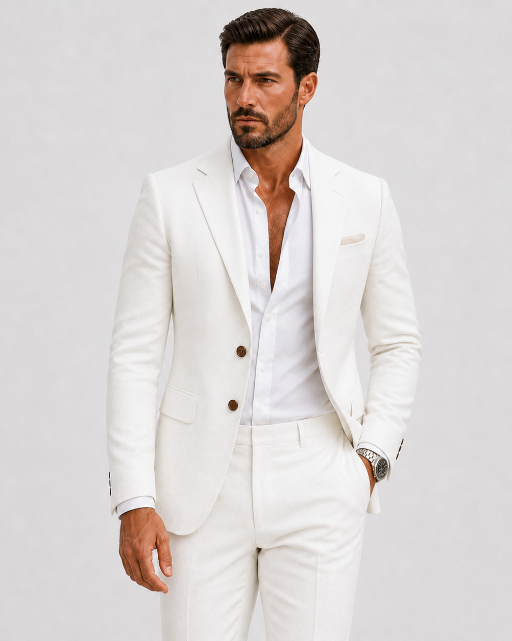 Herren Leinenanzug Slim-Fit - Sommerliche Eleganz - Weiß - Suits - Lunelle