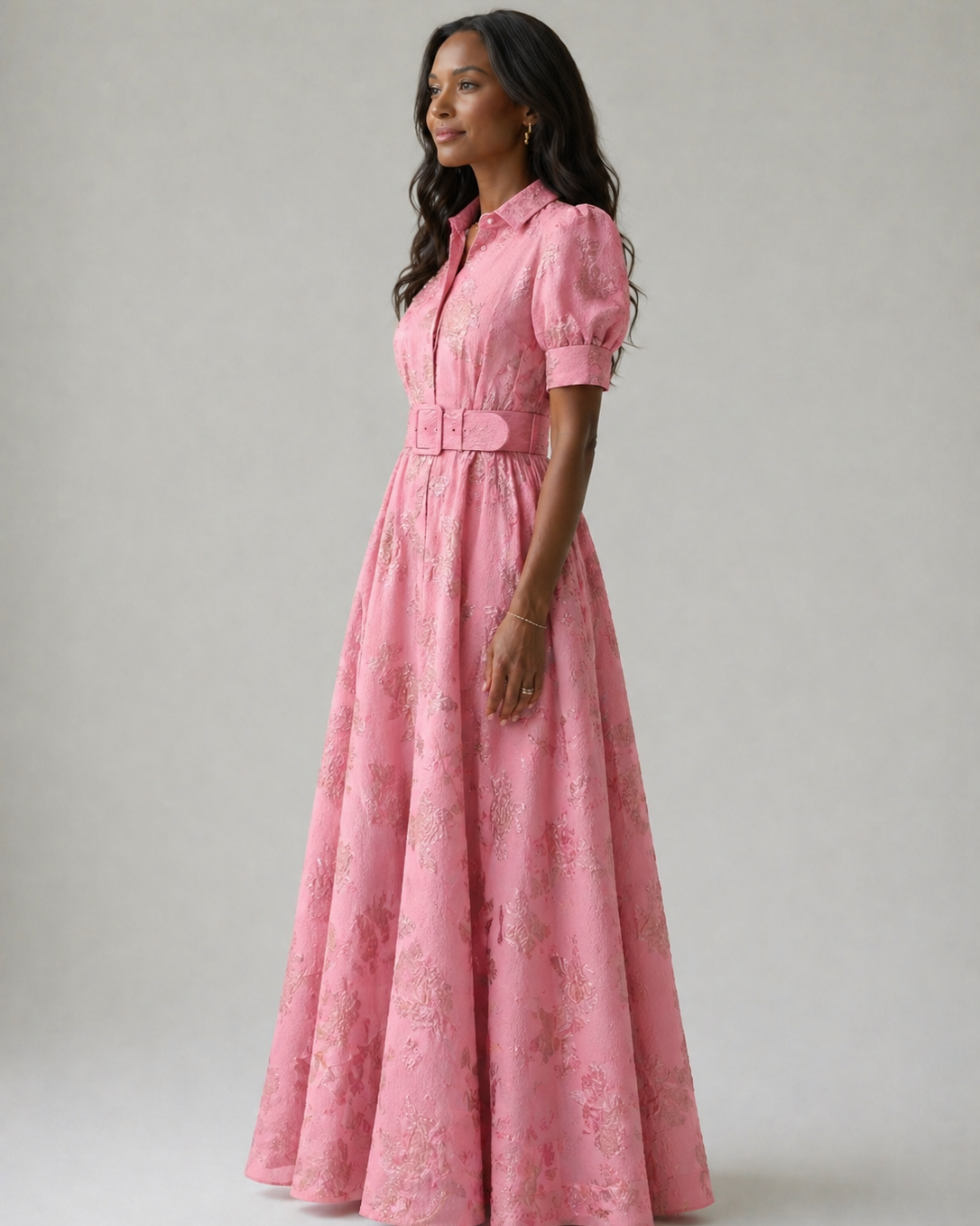Geblümtes Maxikleid mit Gürtel - - - DUUWE
