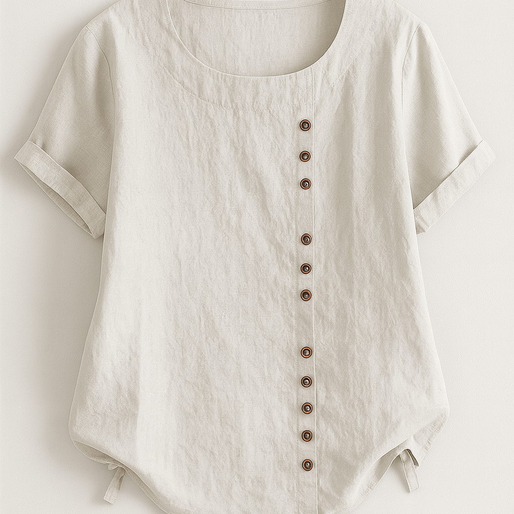 Damen Leinenbluse mit Knopfverschluss