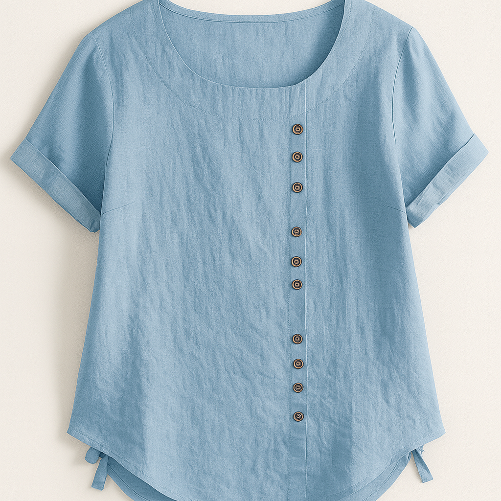 Damen Leinenbluse mit Knopfverschluss