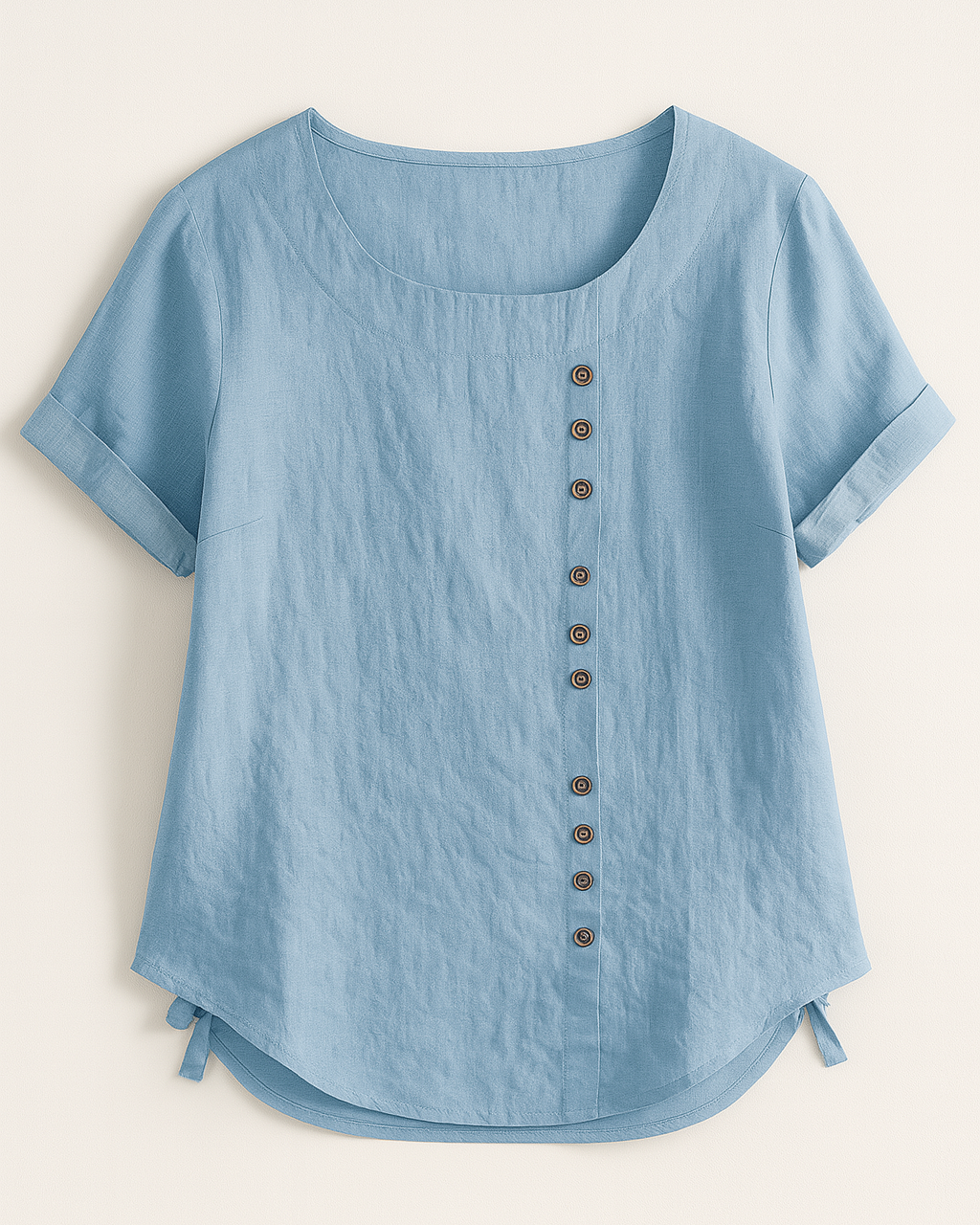Women's Linen Button-Front Blouse - Lightweight, Breathable and Elegant - Sky blue - Blouse - Concept Fashionlab