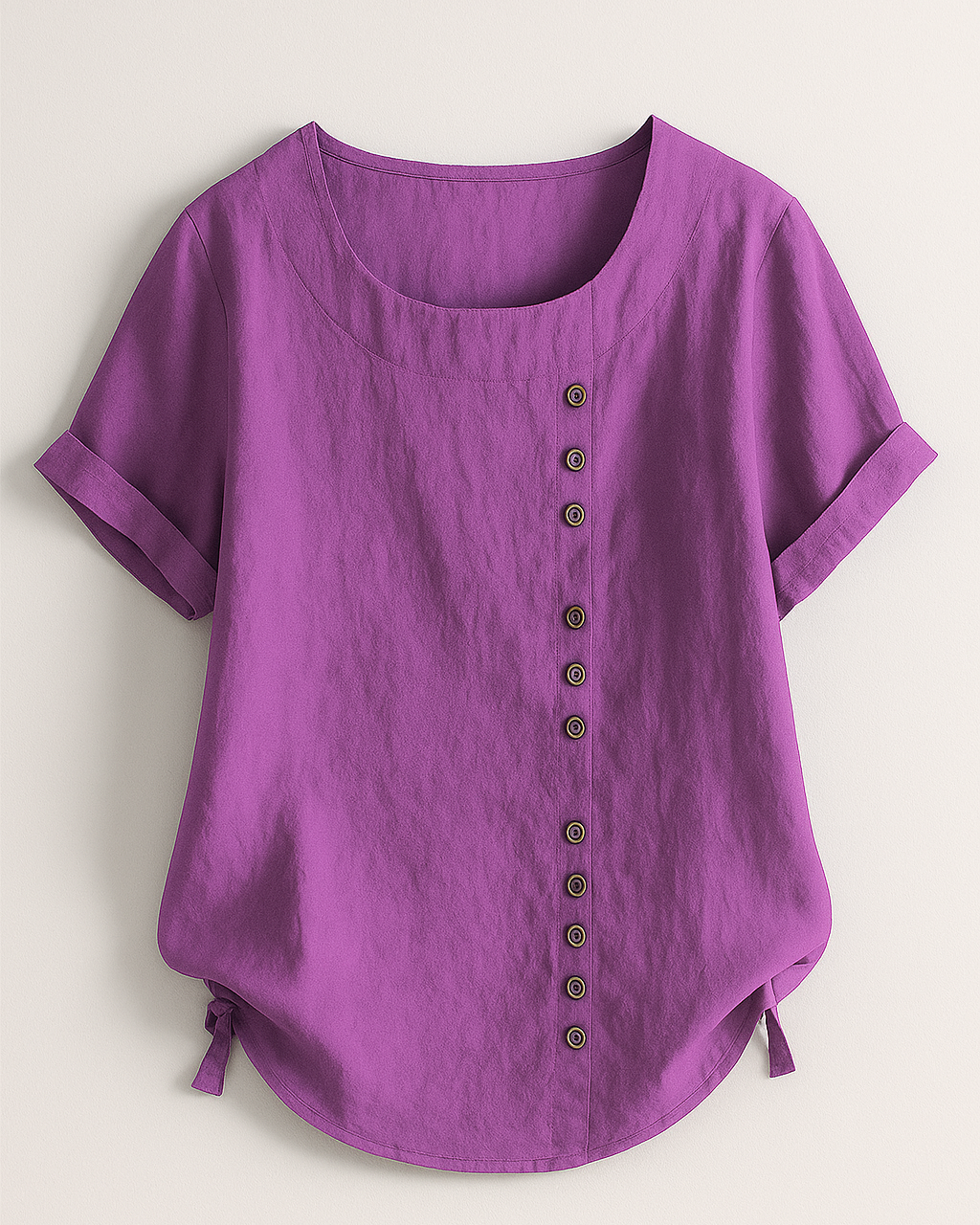 Women's Linen Button-Front Blouse - Lightweight, Breathable and Elegant - Purple - Blouse - Concept Fashionlab