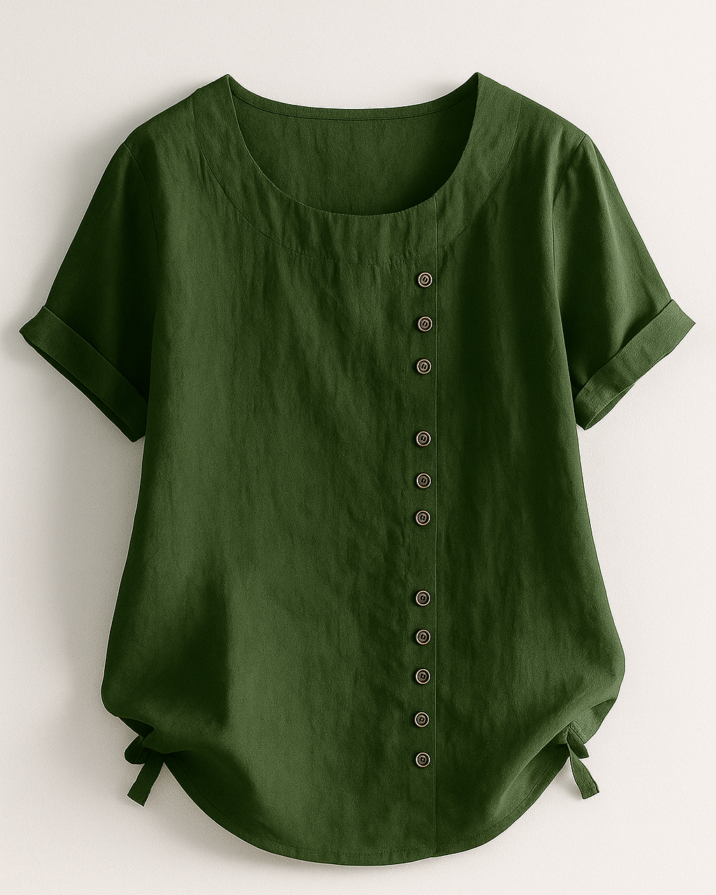 Women's Linen Button-Front Blouse - Lightweight, Breathable and Elegant - Green - Blouse - Concept Fashionlab