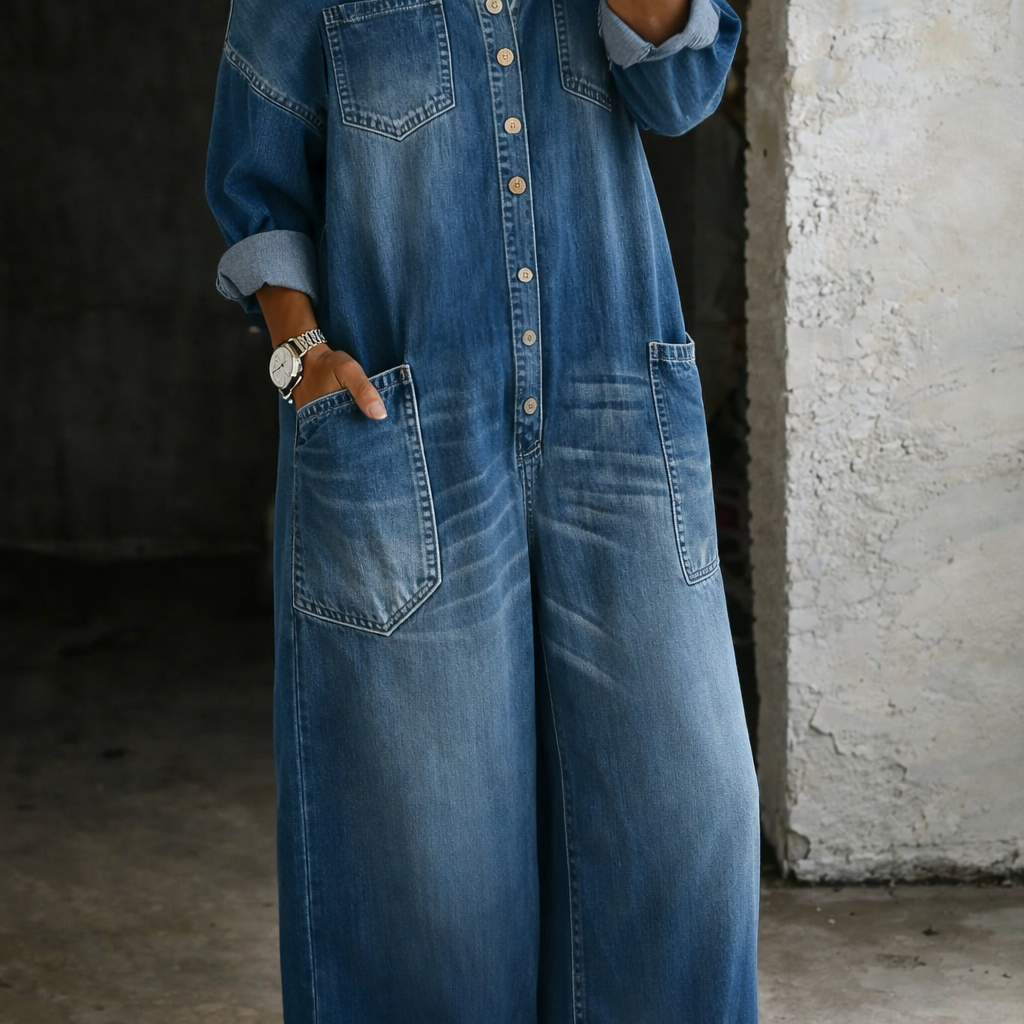 Stephanie | Carmen-Jeanshemd-Jumpsuit - Mehrfarbig - - Denim Collection