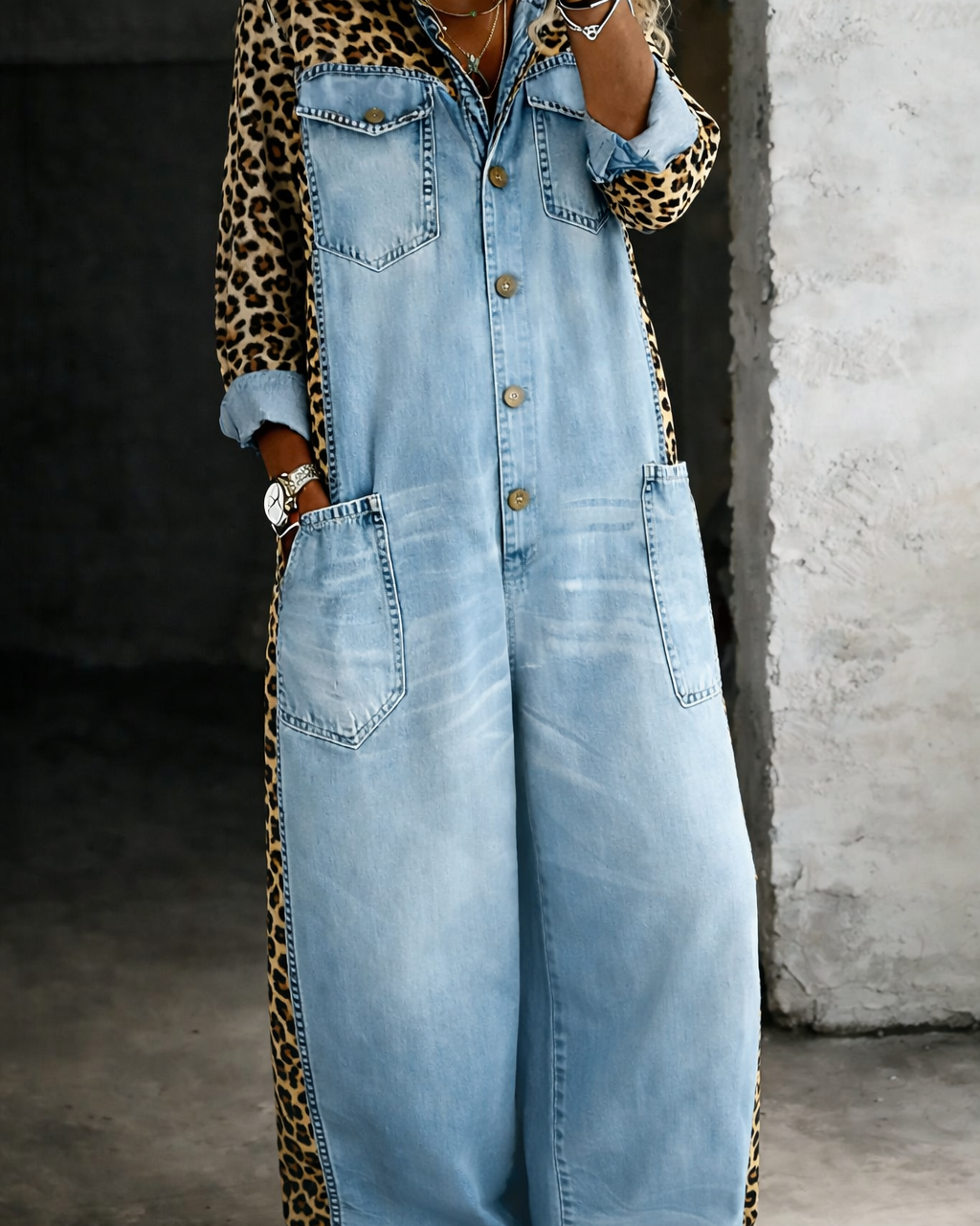 Amanda | Einteiliger Denim-Hemd-Jumpsuit - Blau - - Margaret & Rose