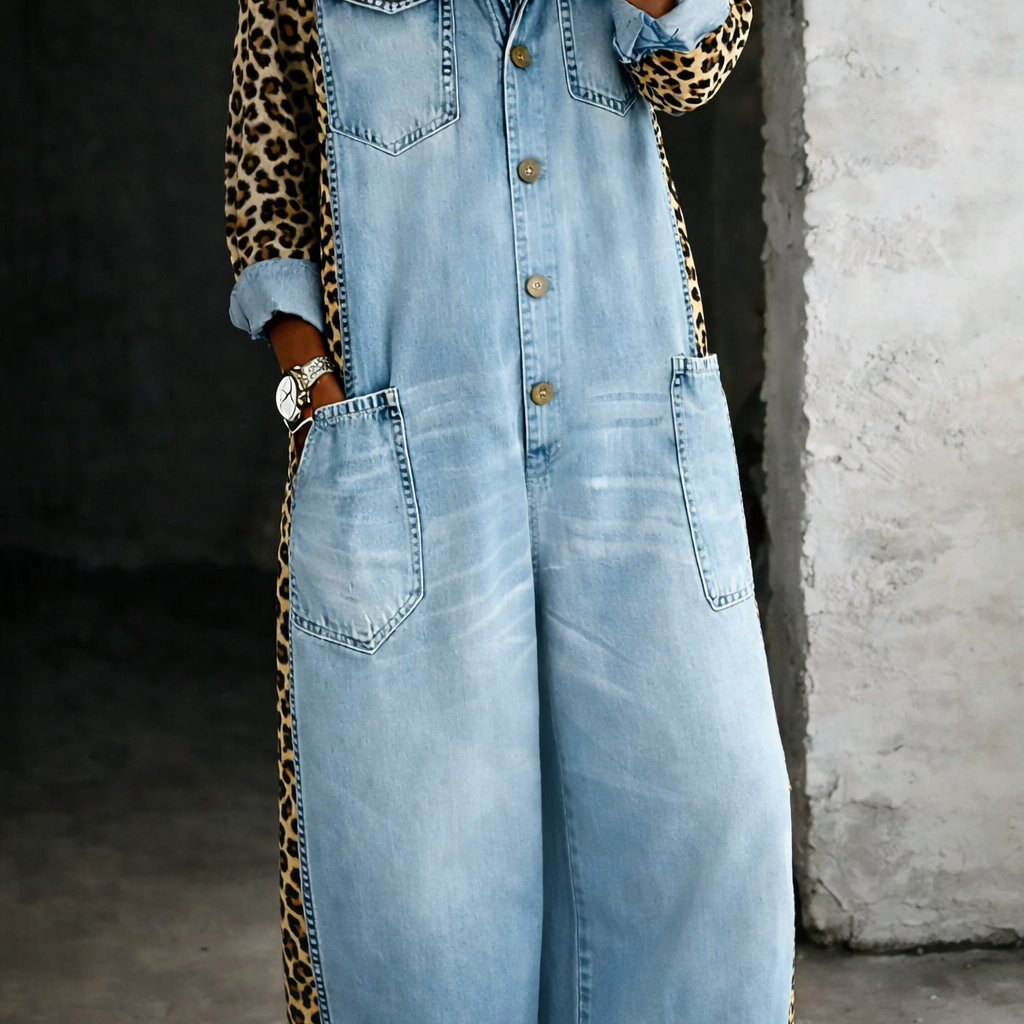 Amanda | Einteiliger Jeanshemd-Jumpsuit