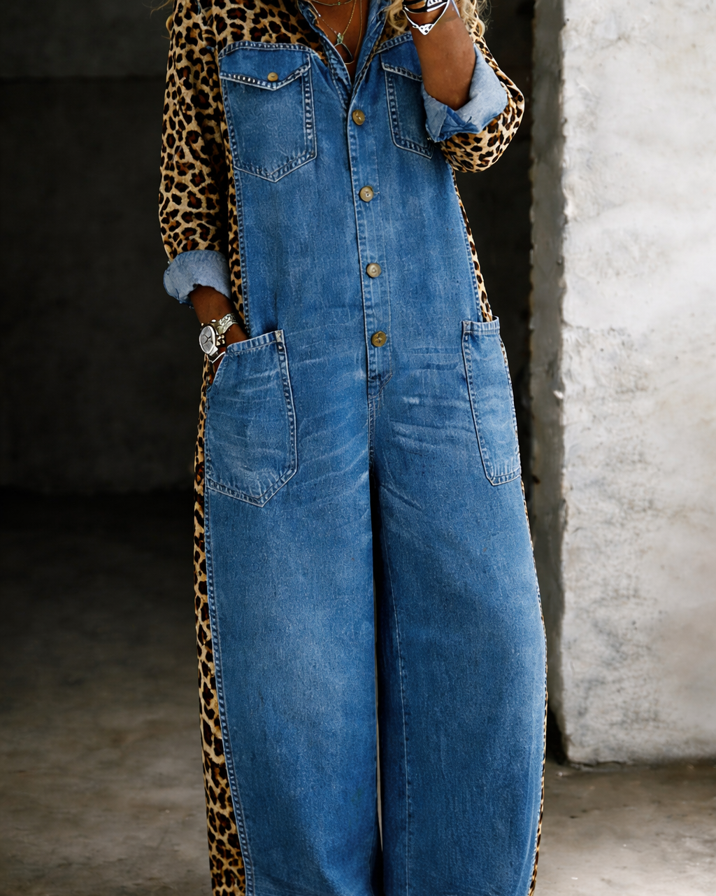 Amanda | Einteiliger Denim-Hemd-Jumpsuit - Tiefblau - - Margaret & Rose