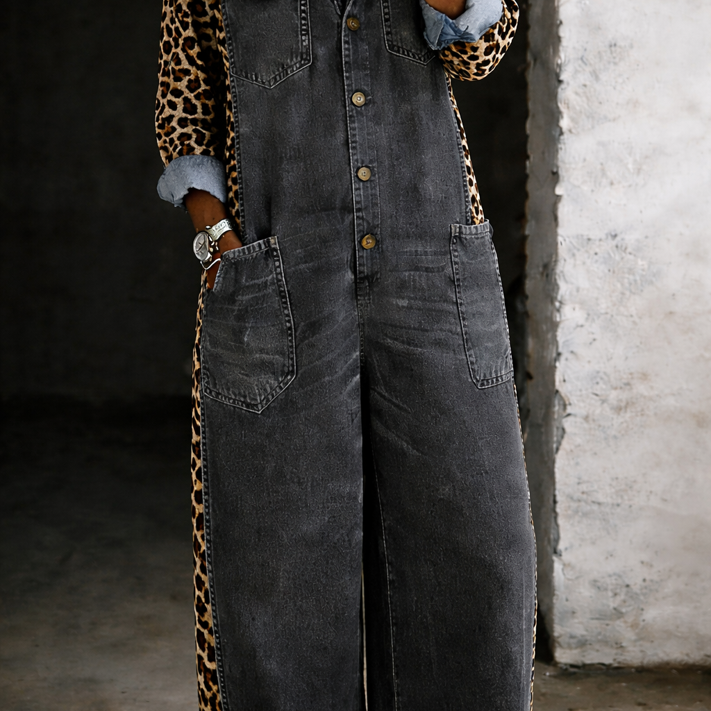 Amanda | Einteiliger Jeanshemd-Jumpsuit