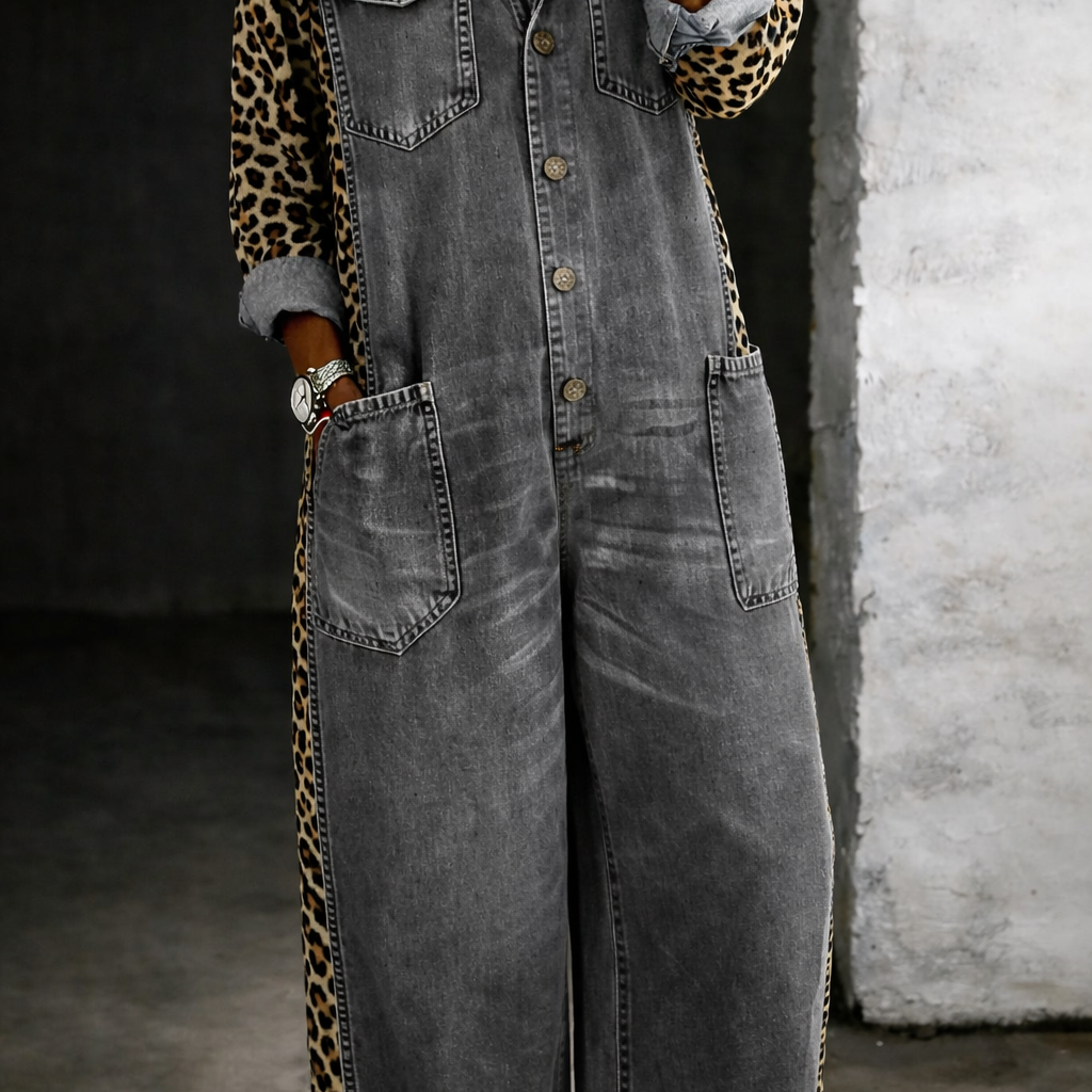 Amanda | Einteiliger Jeanshemd-Jumpsuit
