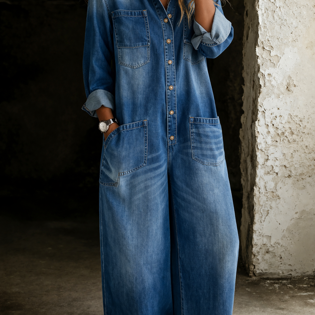 Lena | Lässiger Komfort Jumpsuit - Blau - - Denim Collection