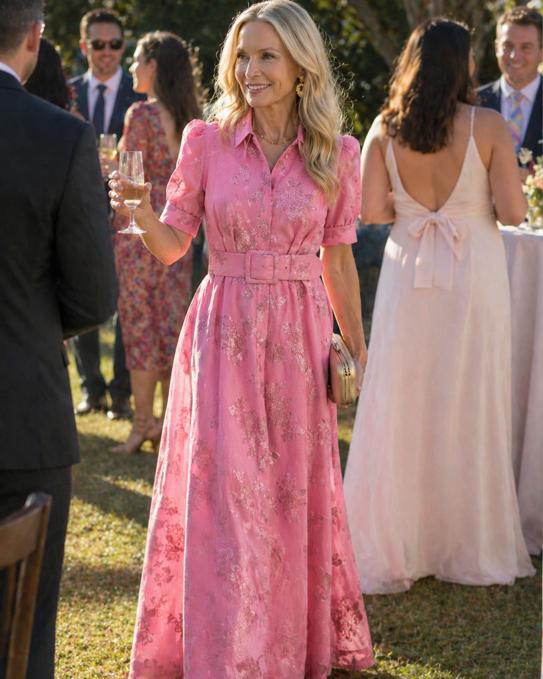 Geblümtes Maxikleid mit Gürtel - - - DUUWE