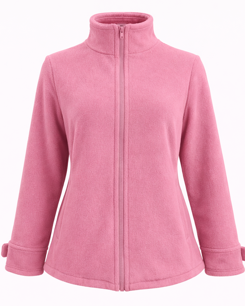 Damen Jacke mit Stehkragen, durchgehendem Reißverschluss und weichem Material