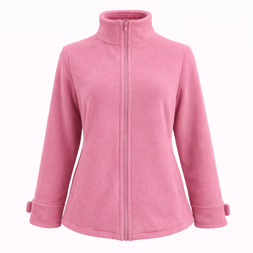 Damen Jacke mit Stehkragen, durchgehendem Reißverschluss und weichem Material