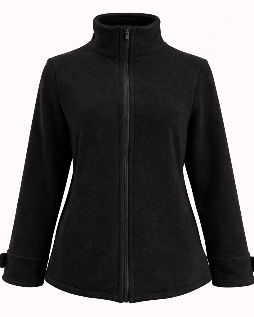 Damen Jacke mit Stehkragen, durchgehendem Reißverschluss und weichem Material