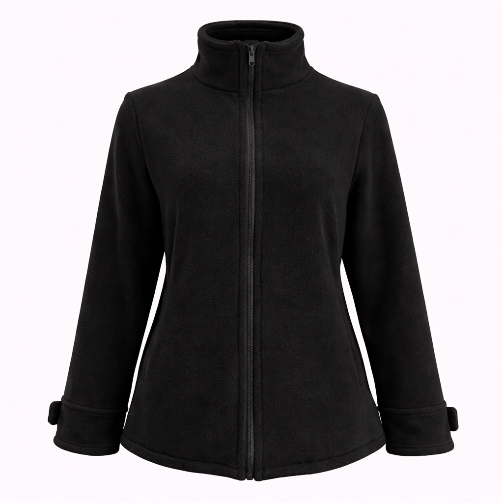 Damen Jacke mit Stehkragen, durchgehendem Reißverschluss und weichem Material