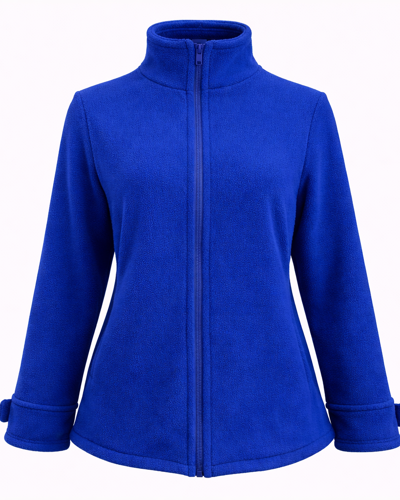 Damen Jacke mit Stehkragen, durchgehendem Reißverschluss und weichem Material