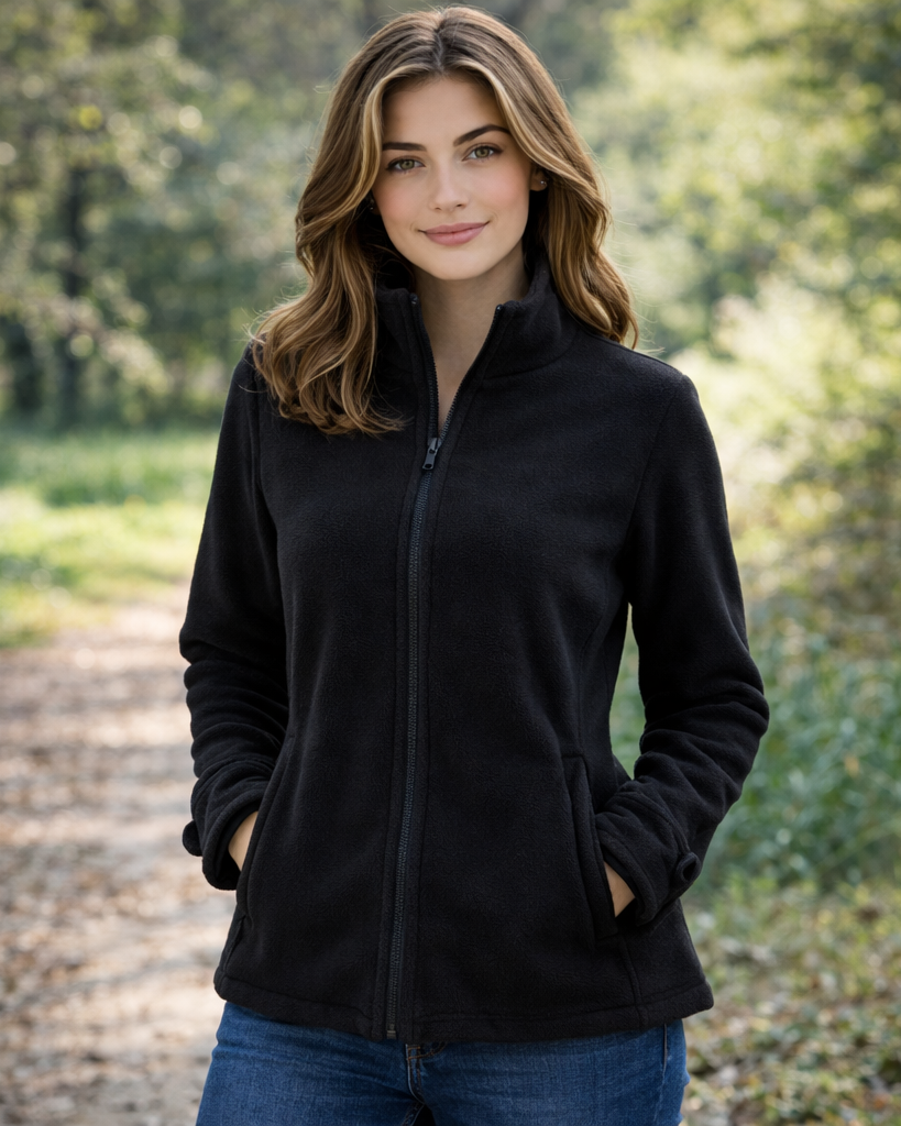 Damen Jacke mit Stehkragen, durchgehendem Reißverschluss und weichem Material