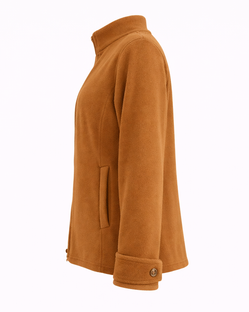 Damen Jacke mit Stehkragen, durchgehendem Reißverschluss und weichem Material