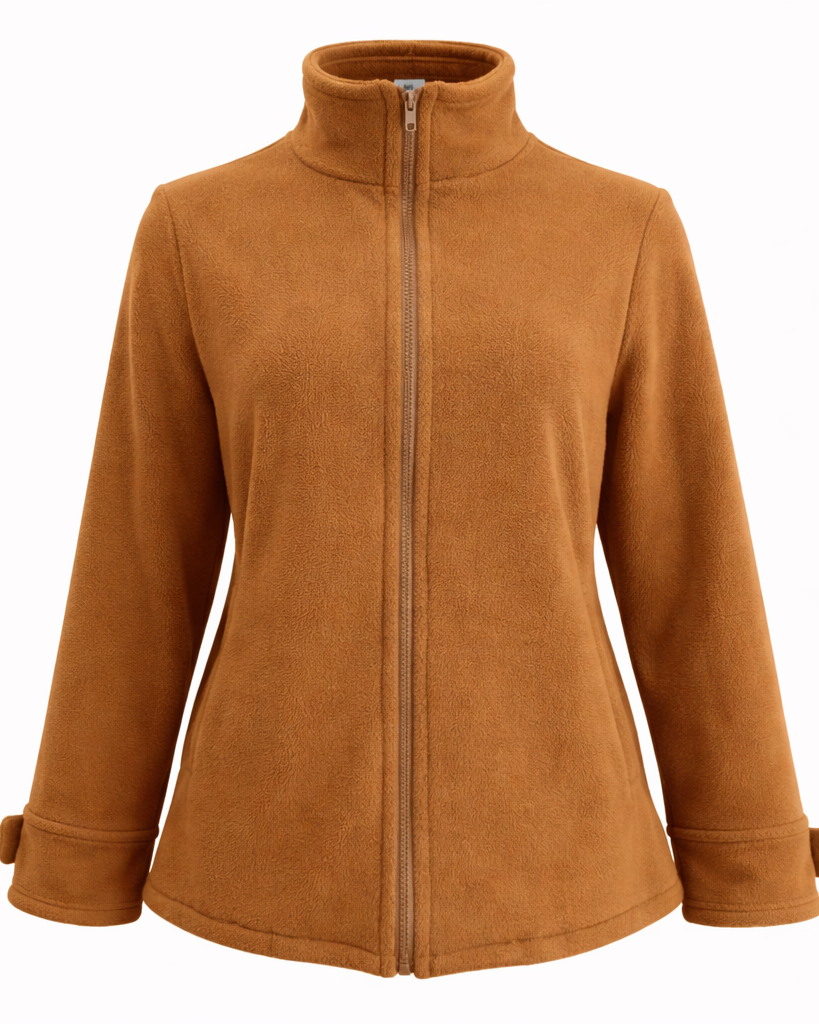 Damen Jacke mit Stehkragen, durchgehendem Reißverschluss und weichem Material