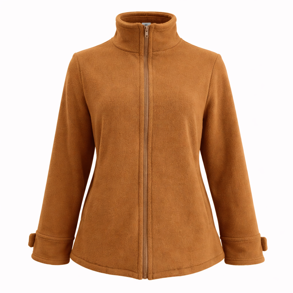 Damen Jacke mit Stehkragen, durchgehendem Reißverschluss und weichem Material