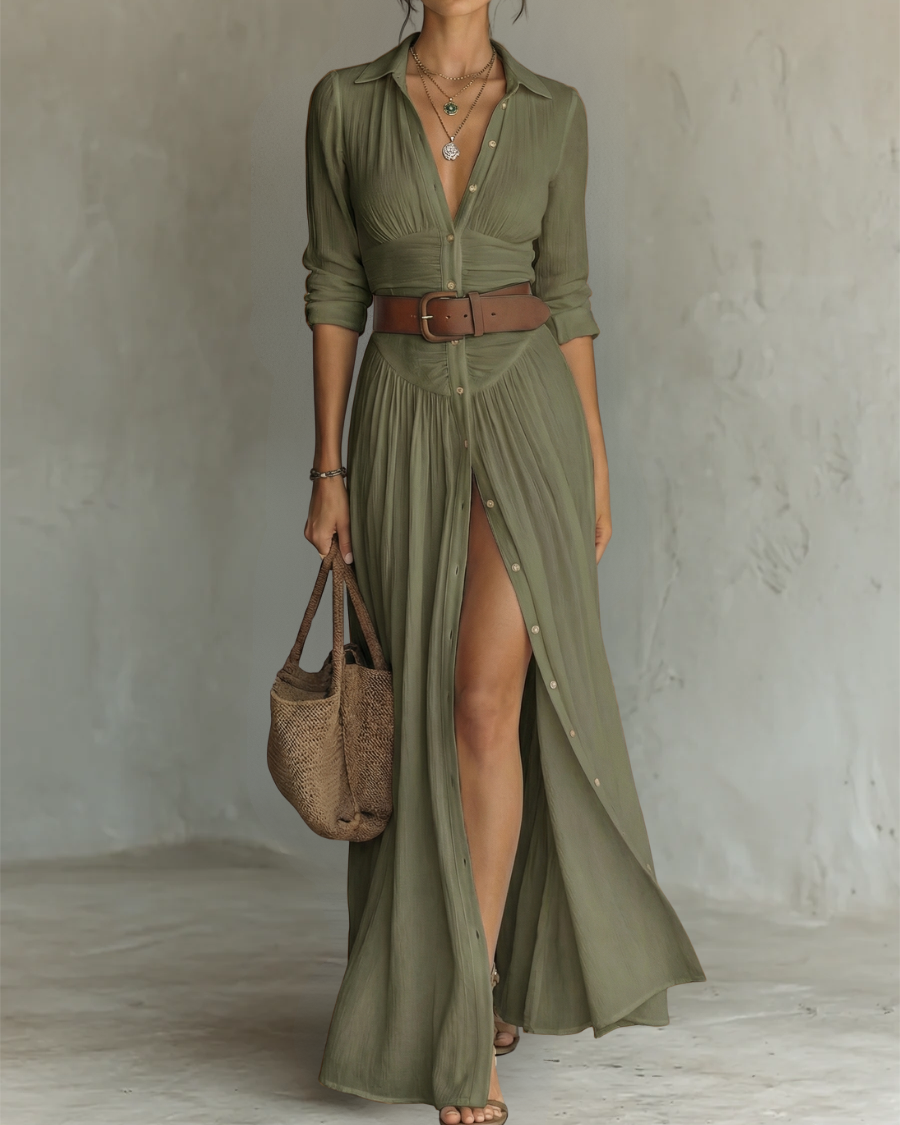 Elowen | Langes Maxikleid - Grün (Fast ausverkauft) - DRESSES - Cow Clothing
