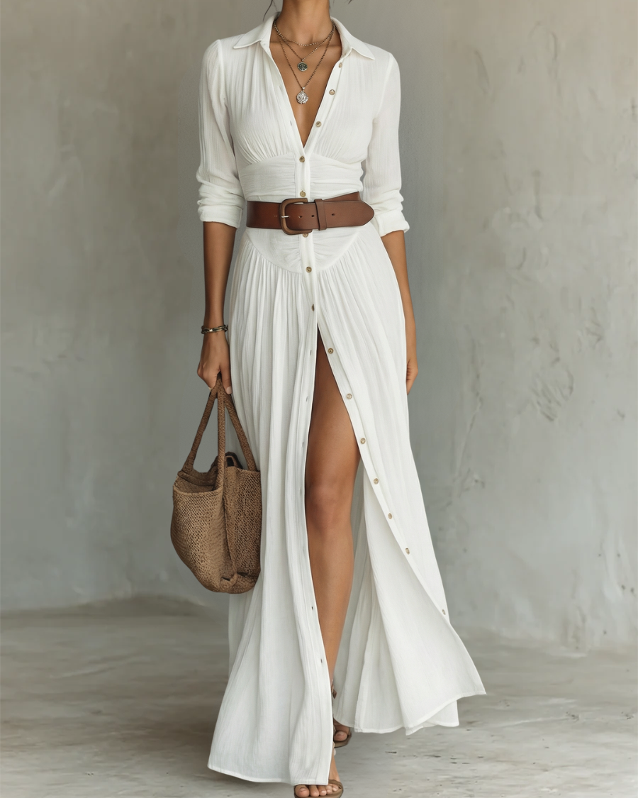 Elowen | Langes Maxikleid - Weiß (Fast ausverkauft) - DRESSES - Cow Clothing