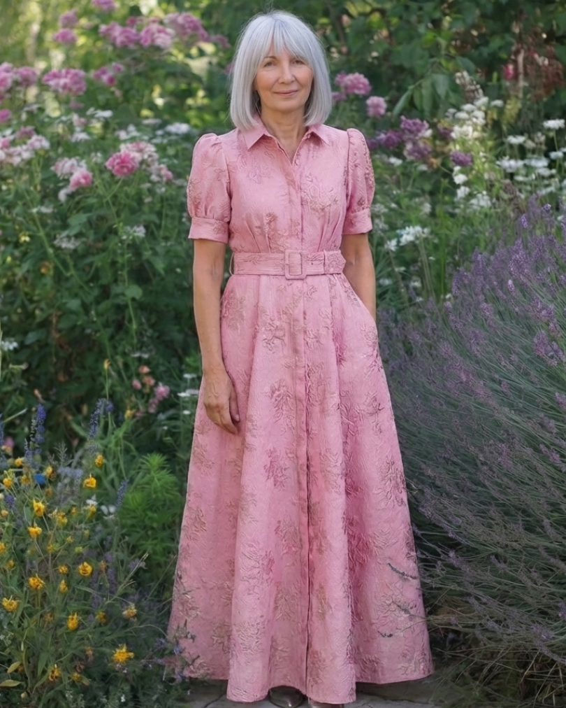 Geblümtes Maxikleid mit Gürtel - - - DUUWE