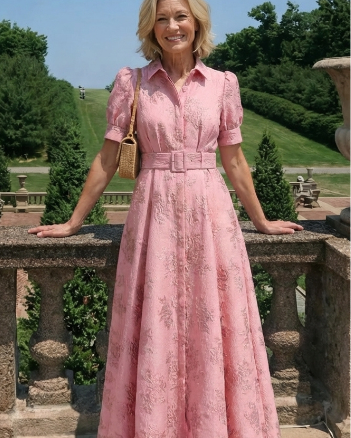Geblümtes Maxikleid mit Gürtel - - - DUUWE