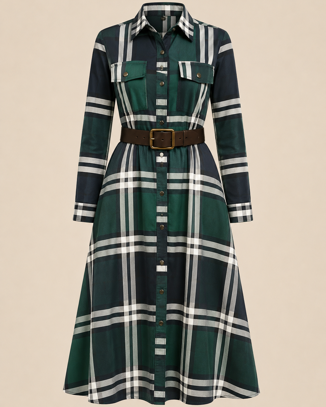 Elegantes zeitloses kariertes Maxikleid - - Plaid Maxi Dress - Concept Fashionlab Boutique