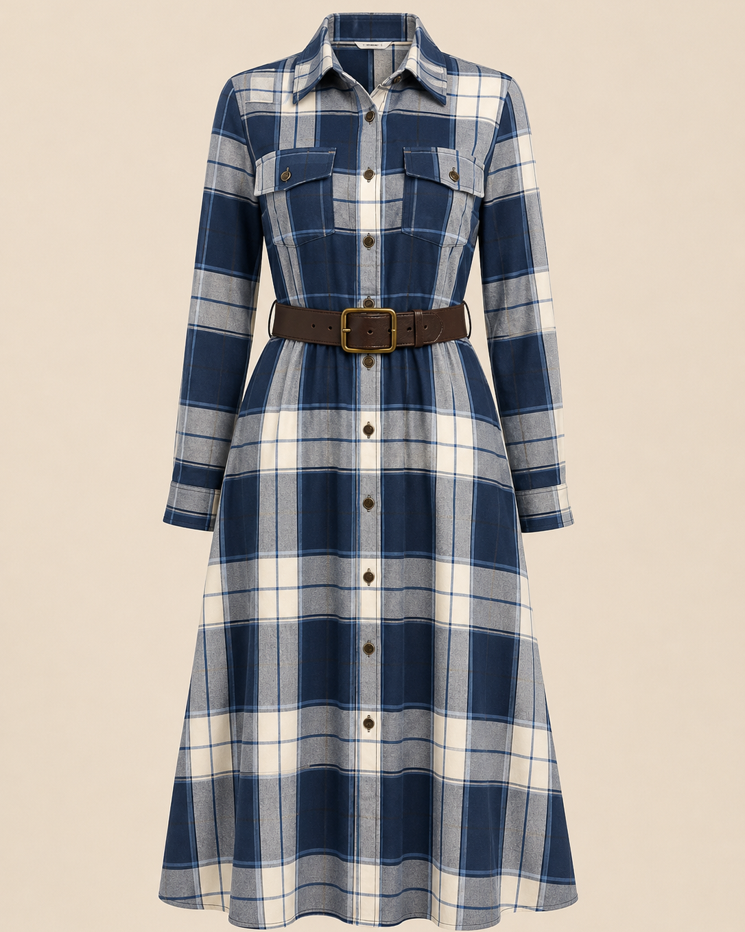Elegantes zeitloses kariertes Maxikleid - - Plaid Maxi Dress - Concept Fashionlab Boutique