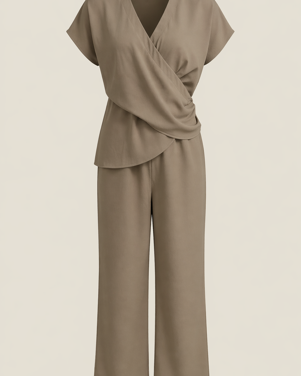 Elegantes zweiteiliges Set - Khaki - Two-Piece Set - Concept Fashionlab