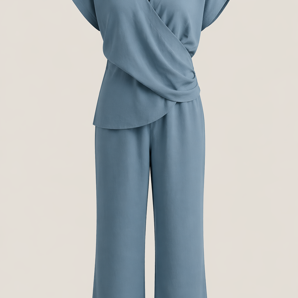 Elegantes zweiteiliges Set - Blau - Two-Piece Set - Concept Fashionlab