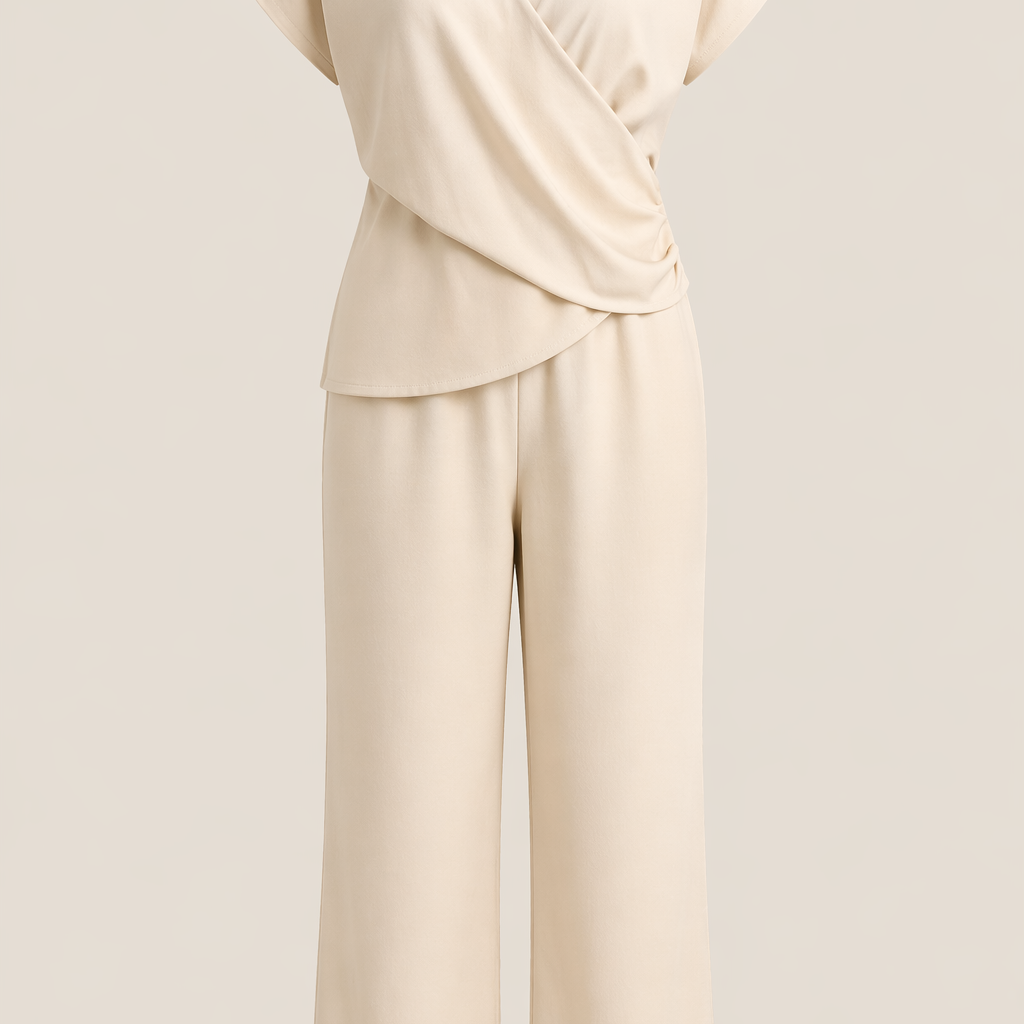 Elegantes zweiteiliges Set - Aprikose - Two-Piece Set - Concept Fashionlab