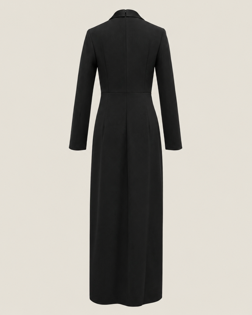 Eng anliegende, einfarbige Langarm-Maxikleider mit tiefem V-Ausschnitt - - Maxi Dress - Concept Fashionlab