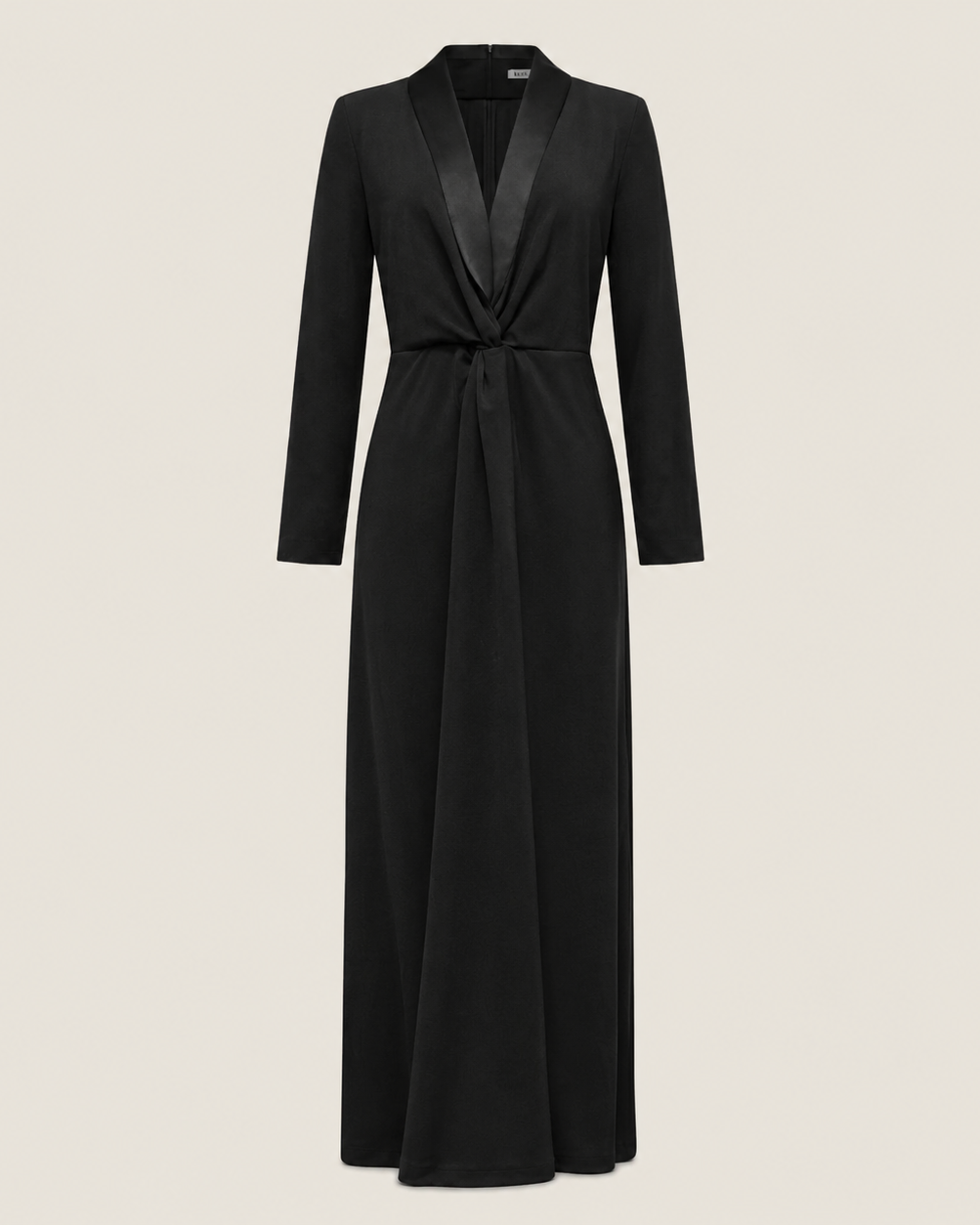 Eng anliegende, einfarbige Langarm-Maxikleider mit tiefem V-Ausschnitt - - Maxi Dress - Concept Fashionlab