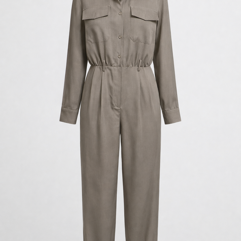 Megan Damen Jumpsuit – Leichter, eleganter Overall mit fließendem Fall für Alltag & Freizeit - Dunkelgrau - Jumpsuit - Concept Fashionlab
