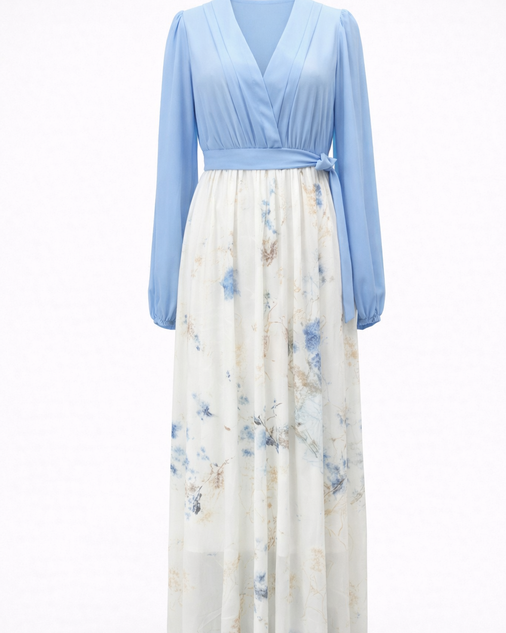 Elegantes langes Kleid mit leichten Ärmeln Damen - Hellblau - Damen > Kleider - Concept Fashionlab