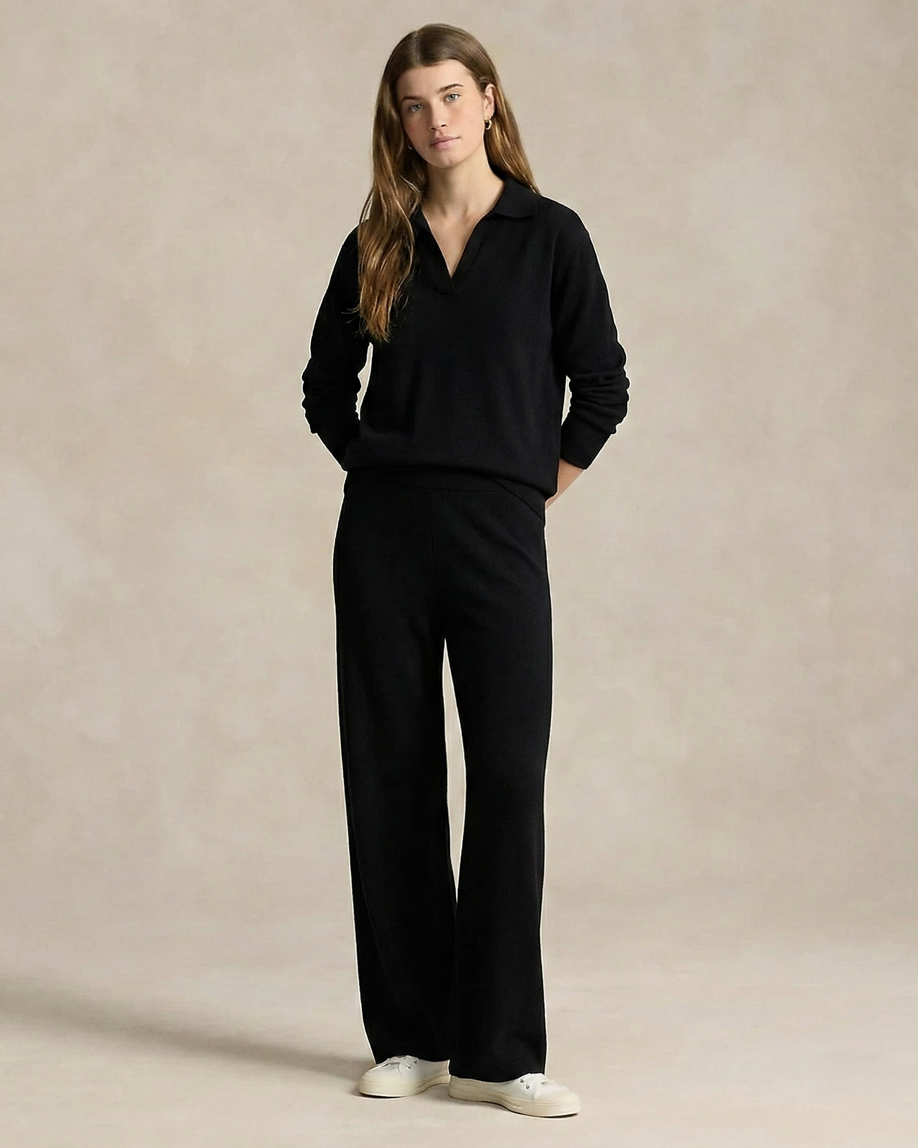 Polo-Strick-Set – müheloser Stil, ganztägiger Komfort - Schwarz - Two-Piece Set - Concept Fashionlab