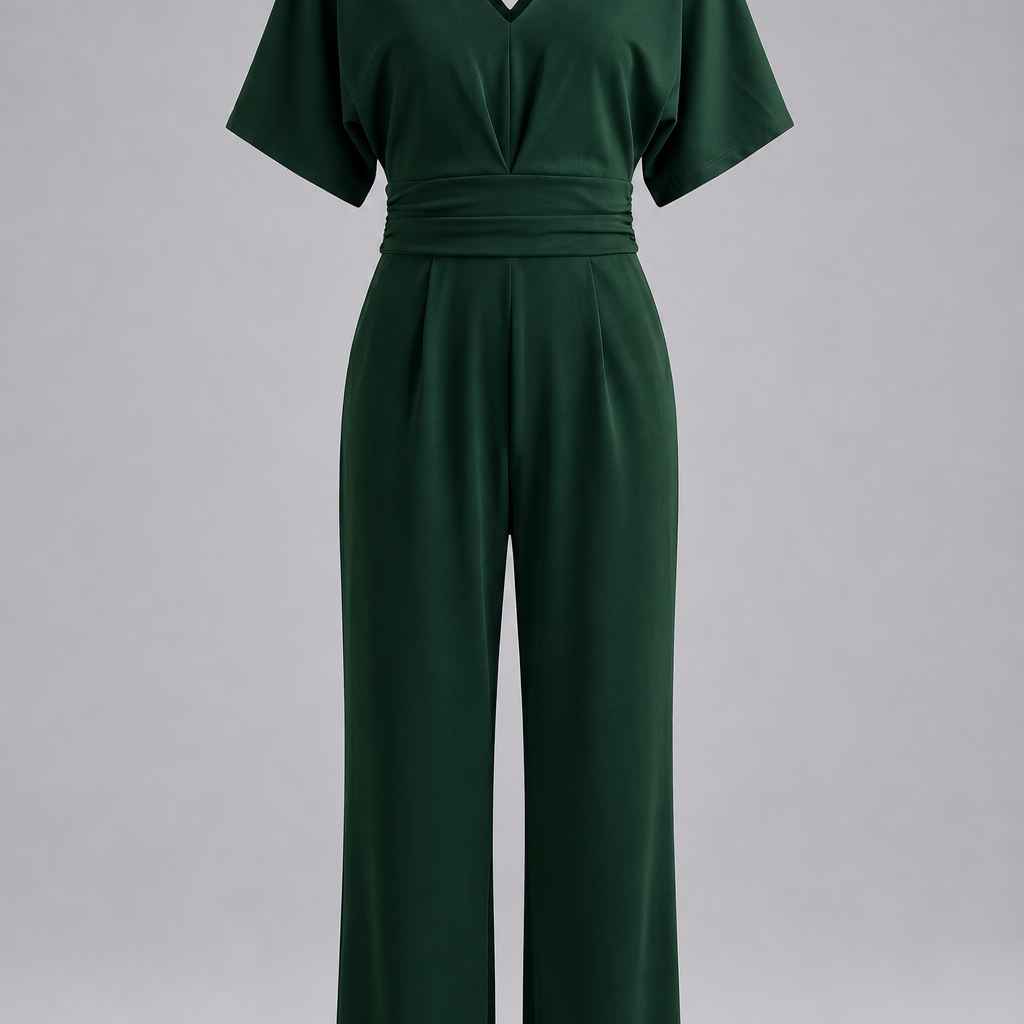 Lena - Eleganter V-Ausschnitt-Jumpsuit - Grün - Jumpsuit - Concept Fashionlab Boutique