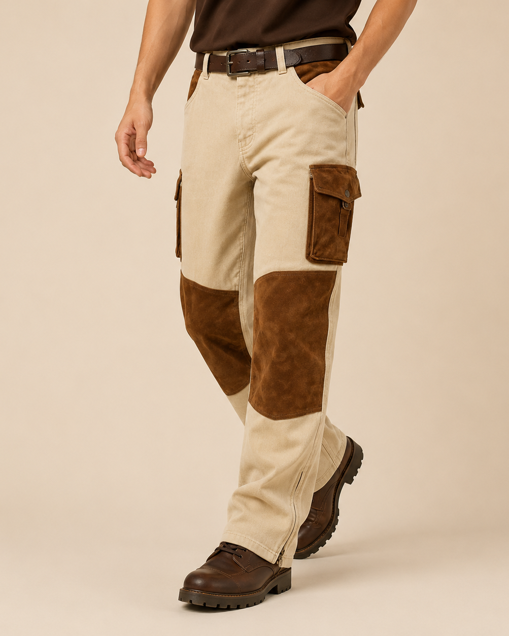 Herren Cargohose mit Kontrastbesatz und Cargotaschen - - Cargo Pants - Concept Fashionlab