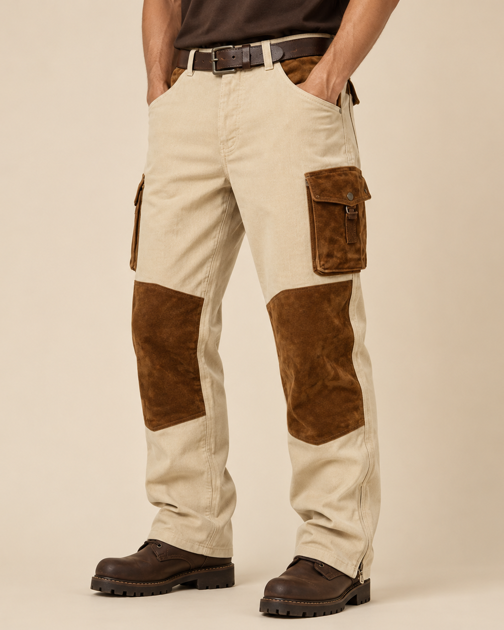 Herren Cargohose mit Kontrastbesatz und Cargotaschen - - Cargo Pants - Concept Fashionlab