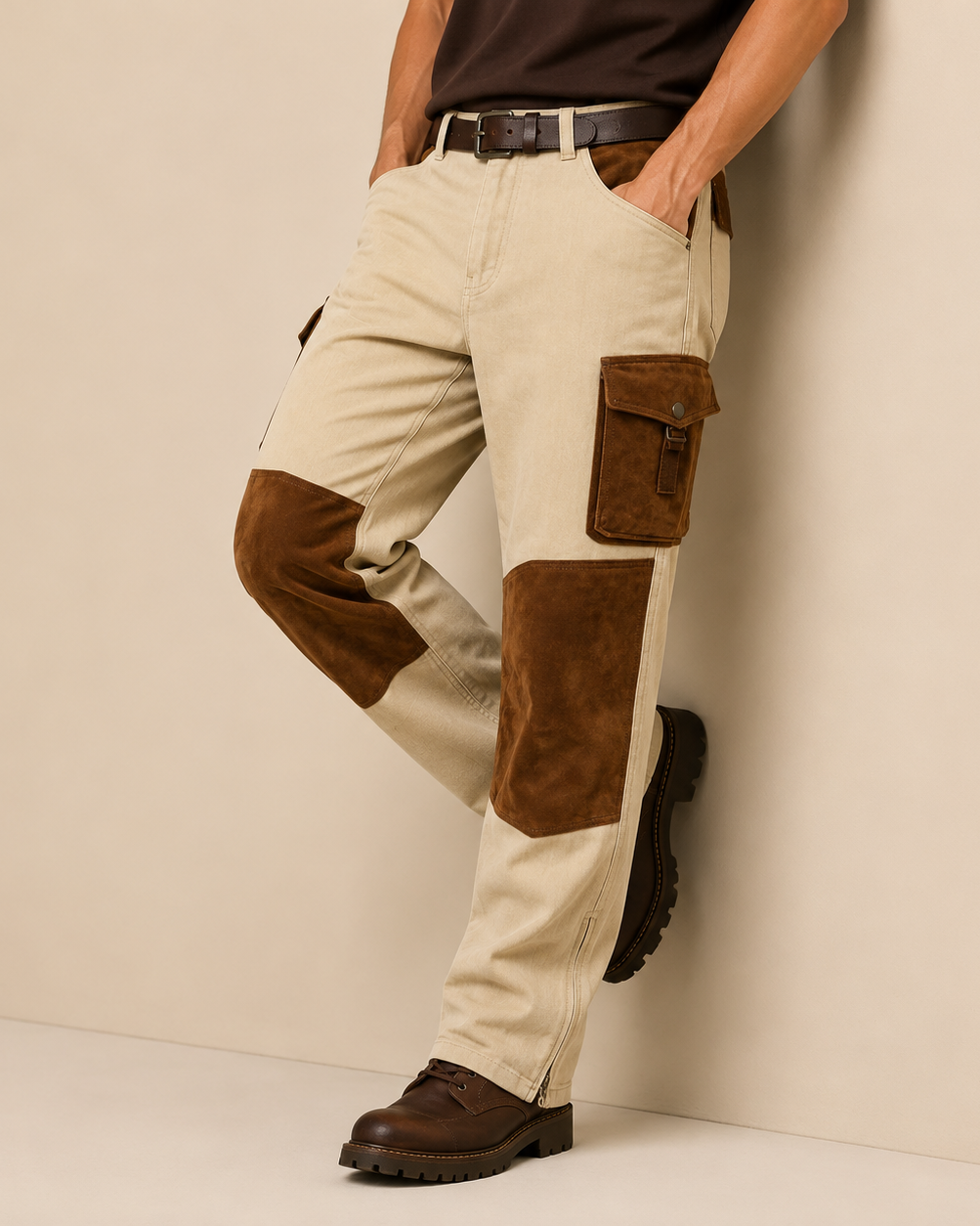 Herren Cargohose mit Kontrastbesatz und Cargotaschen - - Cargo Pants - Concept Fashionlab