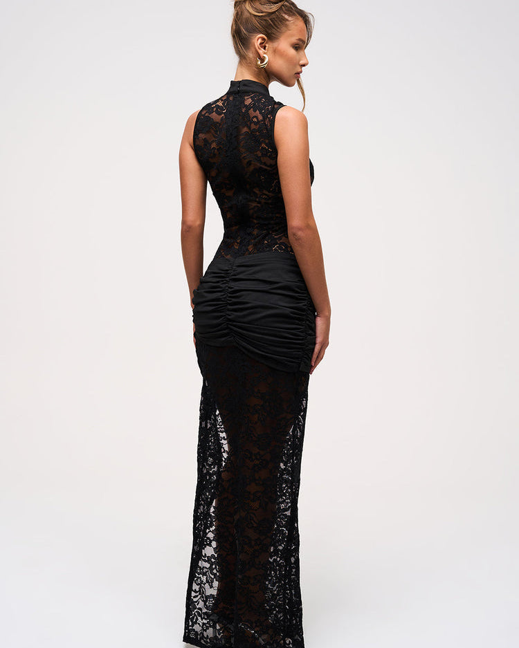 Dark Lace Maxi Dress - - Maxi Dress - Concept Fashionlab