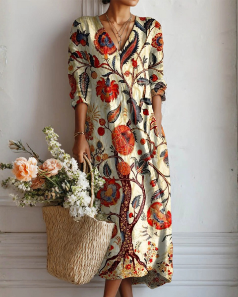 Kendra™ – Böhmisches Blumenkleid - Mehrfarbig - - Cow Clothing