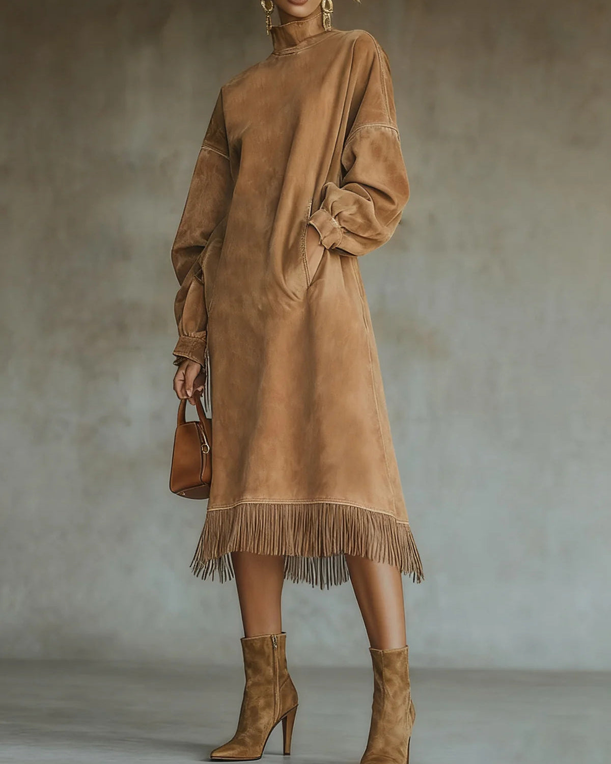 Aurora Wildleder-Fransen-Kleid – Eleganter Boho-Chic-Stil - - Dress - Concept Fashionlab