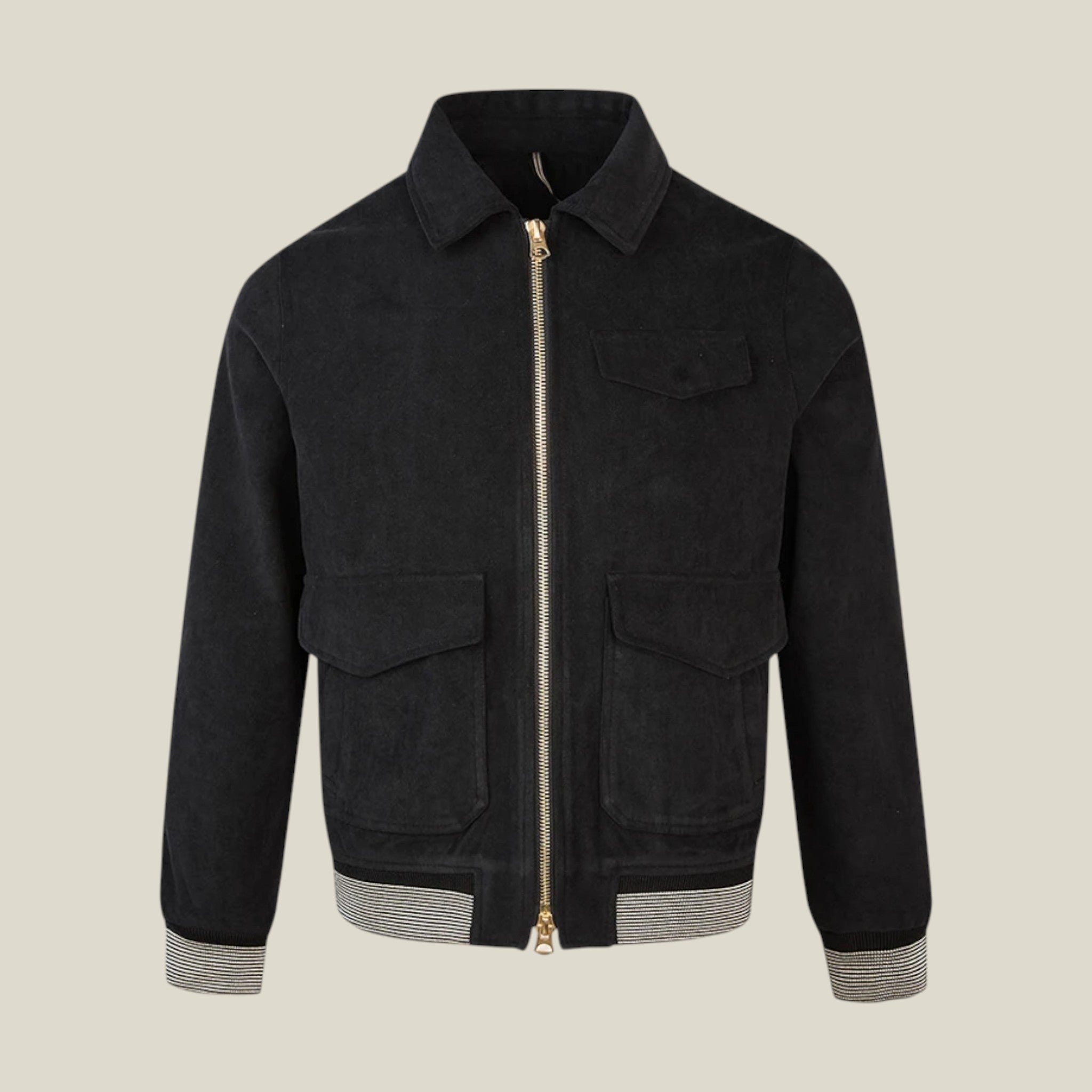 Braune Herrenjacke Reißverschluss Taschen-Concept Fashion Lab