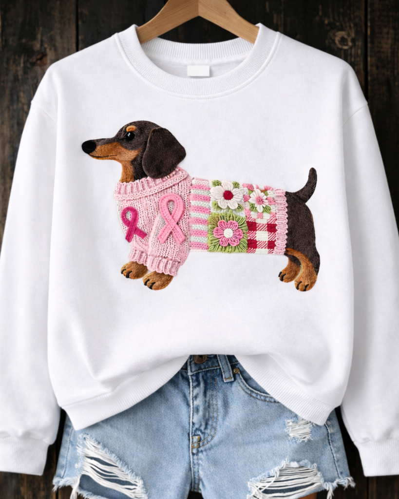 Kuscheliger pullover mit süßem Dackel-Patch-Design
